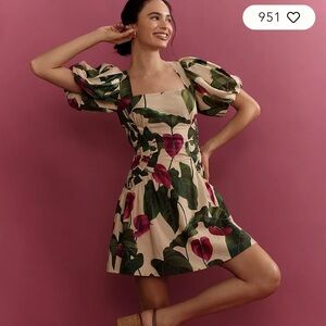 FARM Rio Sand Anthurium Leaves Lenzing™ Ecovero™ Euroflax™ Mini Dress